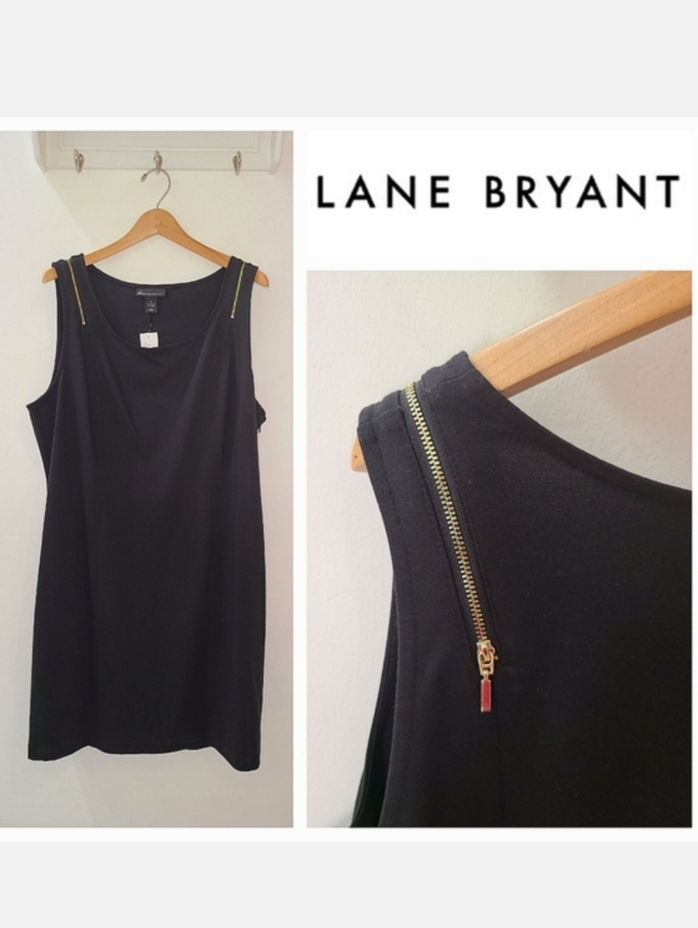 Lane Bryant Sleeveless Midi Dress Zipper Detail Black Sz 22 NWT - Picture 1 of 13